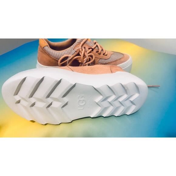 UGG Treadlite Womens Marin Mega Lace-Up Platform Sneakers Beige Mesh Lining - Picture 14 of 16